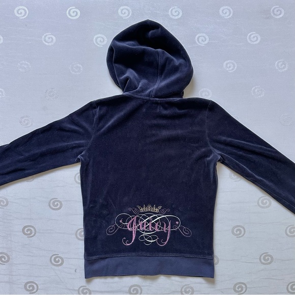 Vintage Juice Couture Y2k navy purple velvet tracksuit long sleeve zip up hoodie - Picture 3 of 4